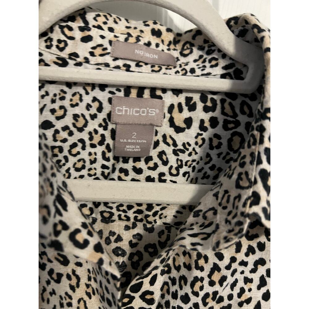 Chico's Linen Cheetah Print Shirt – Size 2 (US Large) – Animal Print - Picture 3 of 5